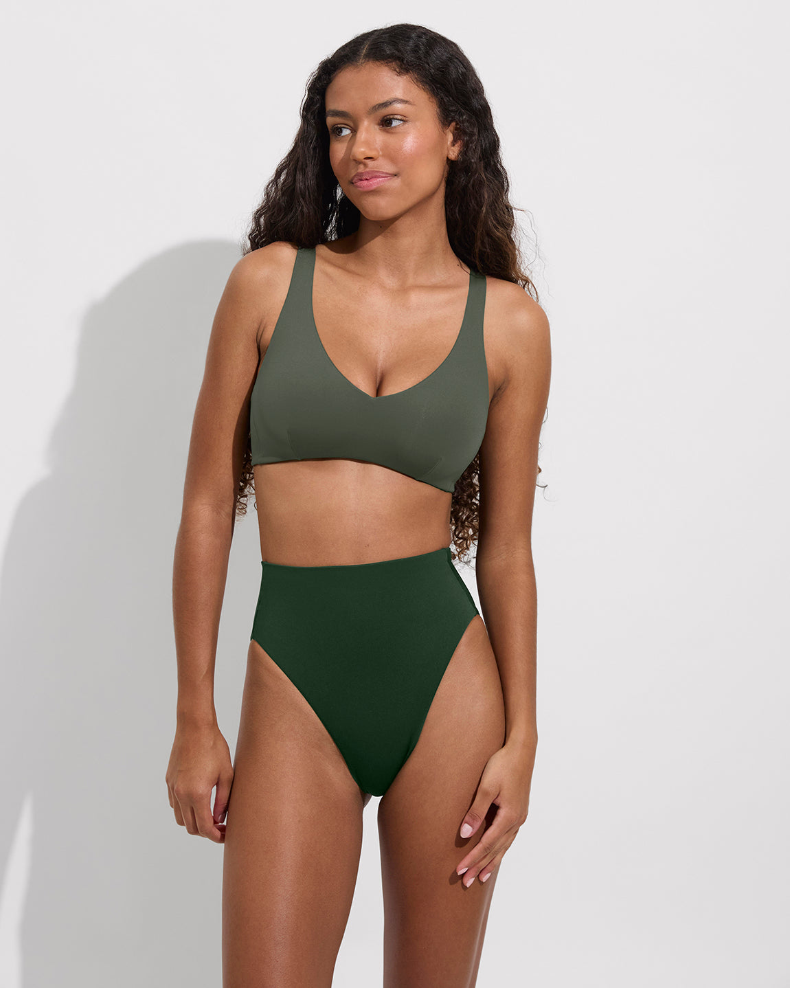 high waisted bikini with long top