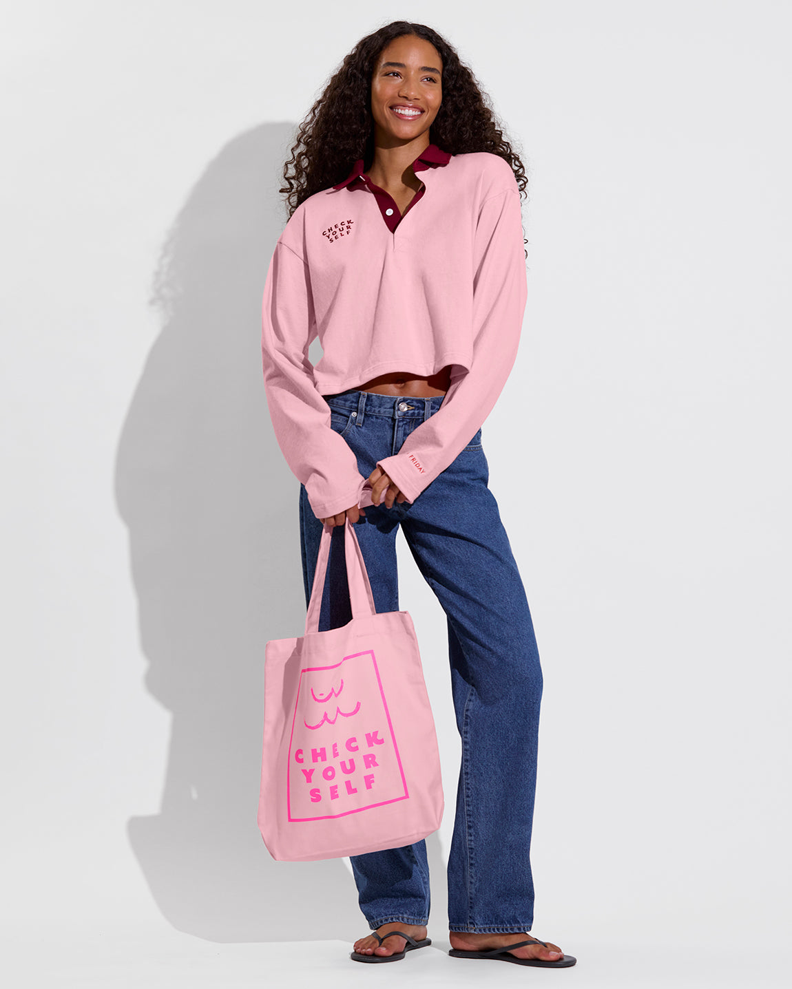 League Shirt Cropped - Check Yourself + Carrier Tote - Delight