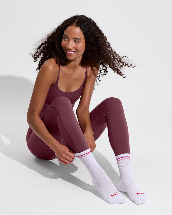 Peak Playsuit - Desert Plum (Size S) + Tracky Sock - Game Time