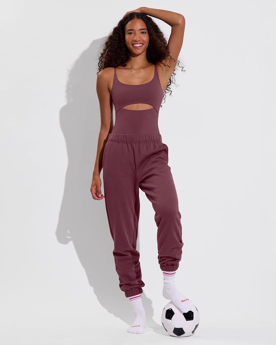 Peak Playsuit + Sports & Rec Jogger - Desert Plum (Size S) + Tracky Sock - Game Time