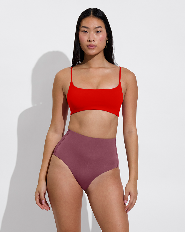 Pool Days Top - Sweet Chili Heat + Hi Tide Bottom - Desert Plum (Size L)
