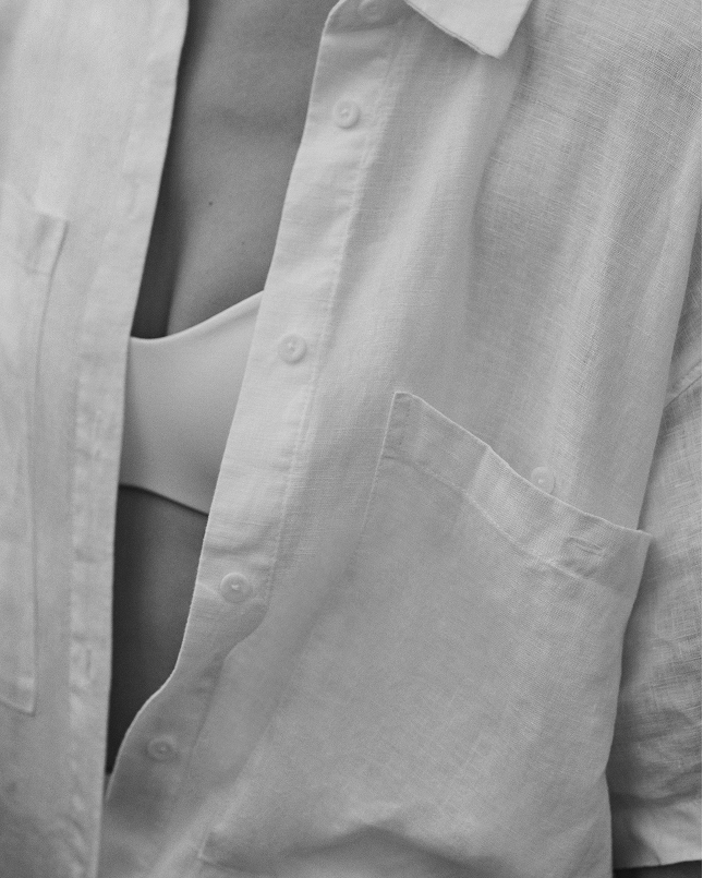 Close-up of the Getaway Shirt Dress in Coconut