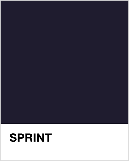 Navy blue color swatch with 'Sprint' text on a white background