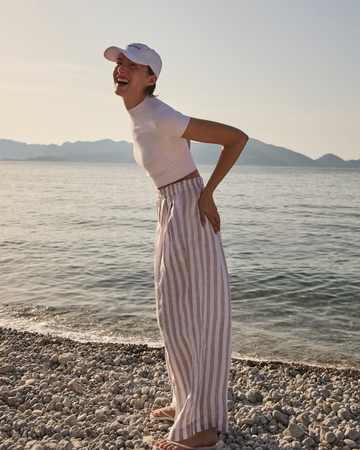 Rays Short Sleeve Top - Coconut + Coastal Pant - Beach / Coconut