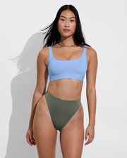 Double Scoop Top - Blue Skies + Super Hi Hi Bottom - Agave (Size S)