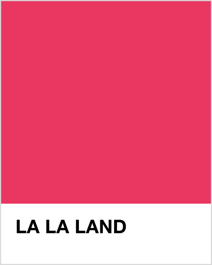 Solid pink color swatch with 'LA LA LAND' text at the bottom