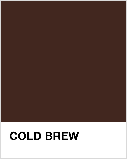Solid brown color swatch with 'Cold Brew' text on a white background