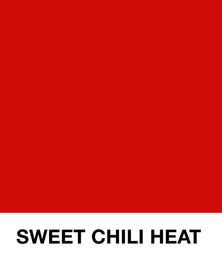 Red background with 'Sweet Chili Heat' text