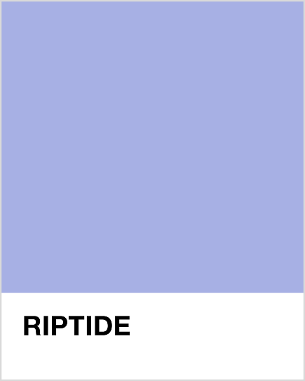 Solid periwinkle colour swatch with 'RIPTIDE' label