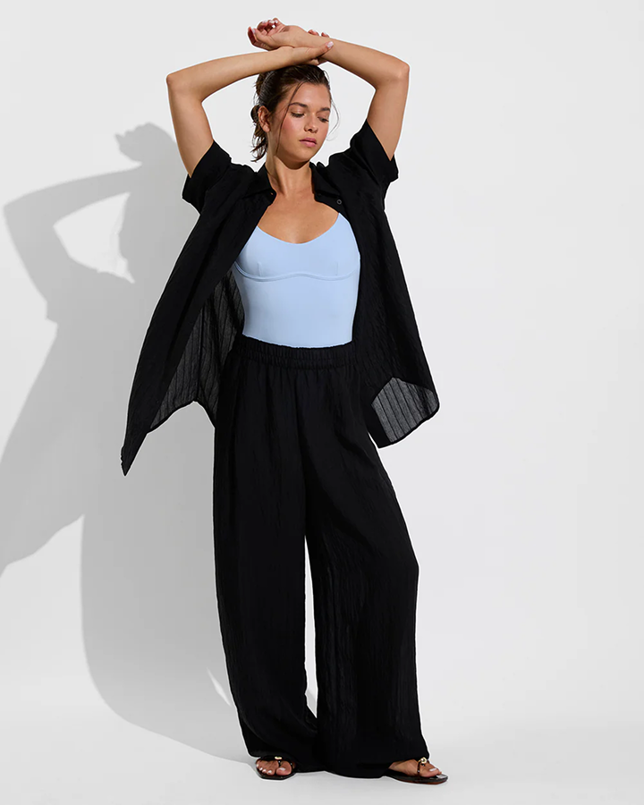 Club Suit in Blue Skies with Day Trip Sheer Stripe Set in Jet