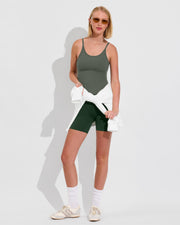 Barre Tank *Long - Agave + Super Moves Short 5" - Palm (Size S) + Sports & Rec Sweatshirt - Coconut