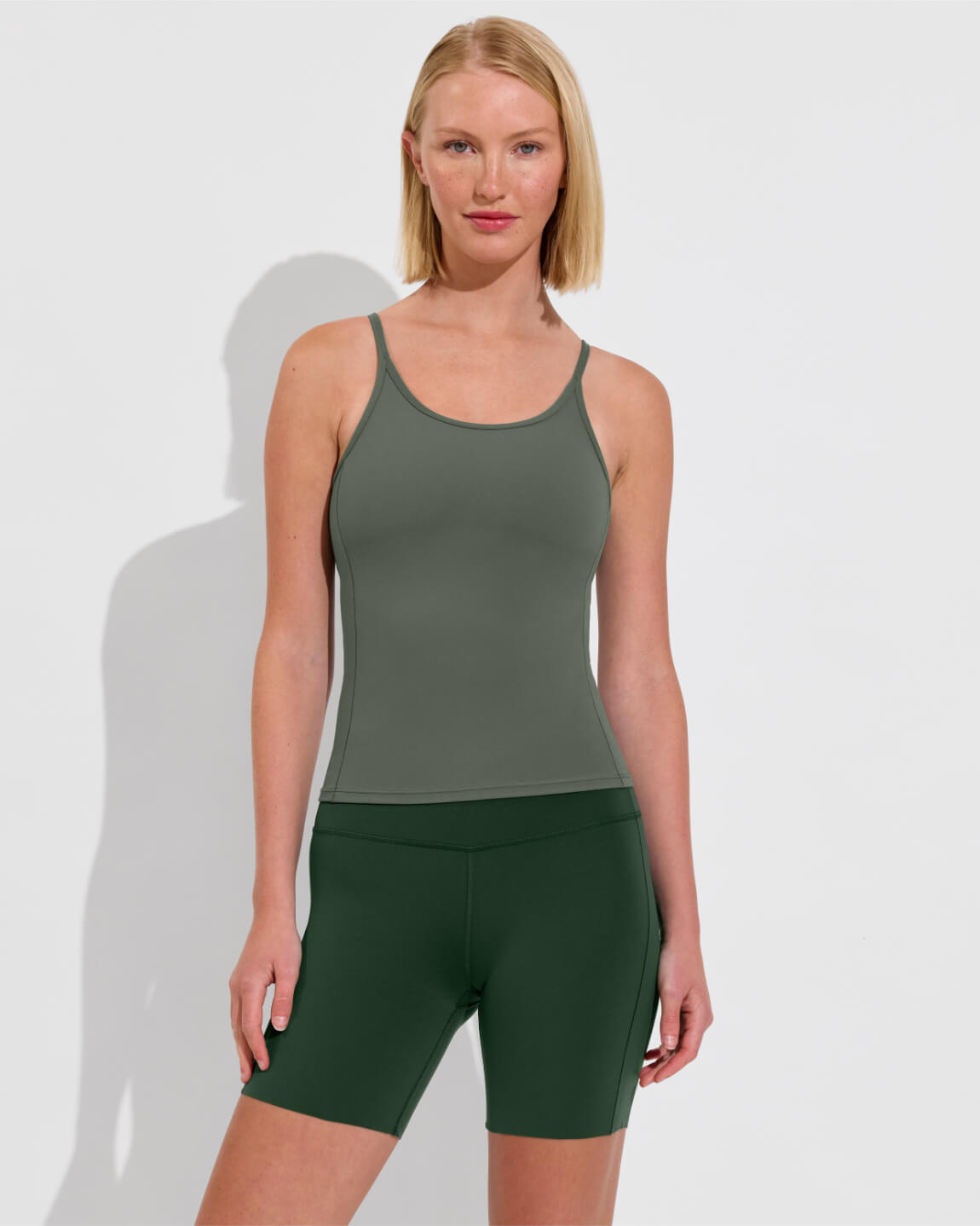 Barre Tank *Long - Agave + Super Moves Short 5" - Palm (Size S)