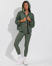 Beach Side Hoodie (Size S/M) + Barre Tank *Rib + Super Moves Tight *Rib - Agave (Size S)
