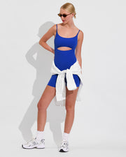 Peak Playsuit 5" - First Place (Size S) + Getaway Button Down - Coconut (Size S/M)