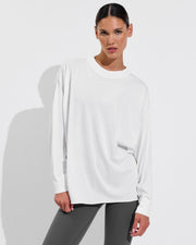 Swell Oversized Long Sleeve Tee - Coconut (Size S/M) + Plunge Playsuit 27" - Eclipse (Size S) 