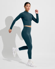 Rays Long Sleeve Top + Super Moves Tight - Deep End (Size S)