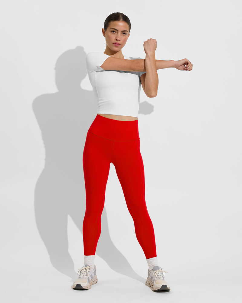 Super Moves SS Tee - Coconut + Super Moves Tight - Sweet Chili Heat (Size S)