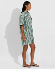 Getaway Mini Dress - Gingham: Tropics / Coconut (Size S/M)