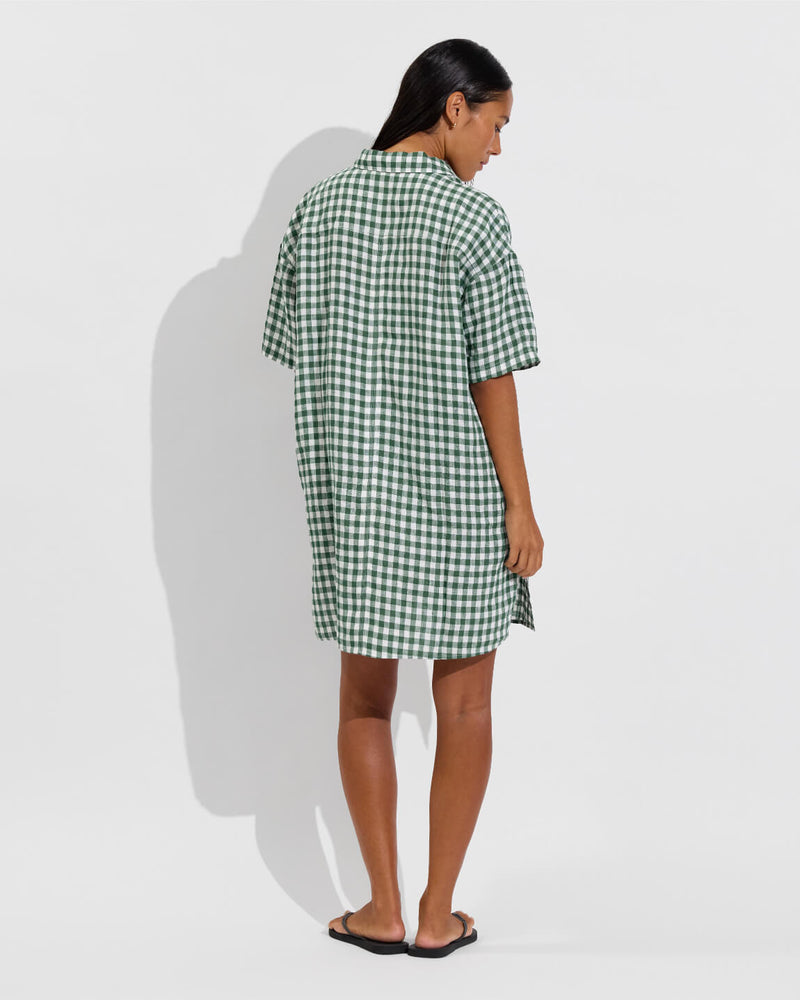 Getaway Mini Dress - Gingham: Tropics / Coconut (Size S/M)