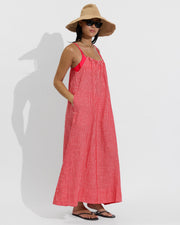 Club Top Micro - Rescue / Sweet Chili Heat (Size S) + Leisure Maxi Dress - Gingham: Sweet Chili Heat / Coconut (Size S/M)