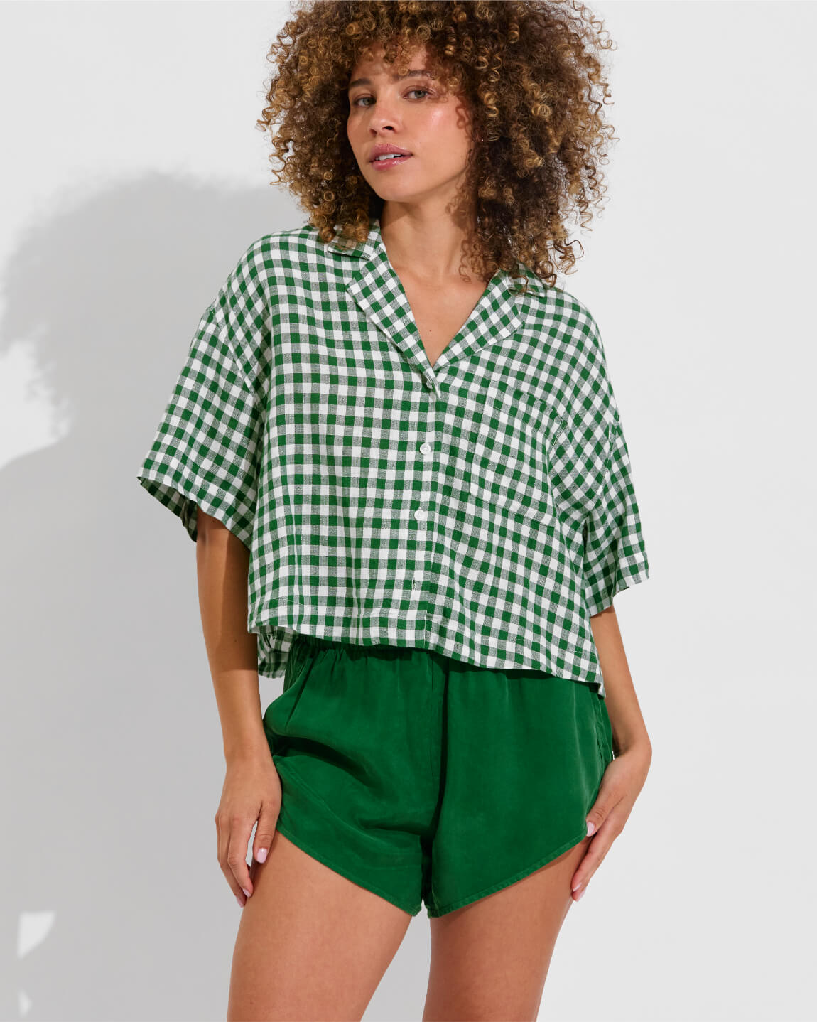 Leisure Shirt - Gingham: Tropics / Coconut (Size S/M) + Day Trip Short - Tropics (Size S)