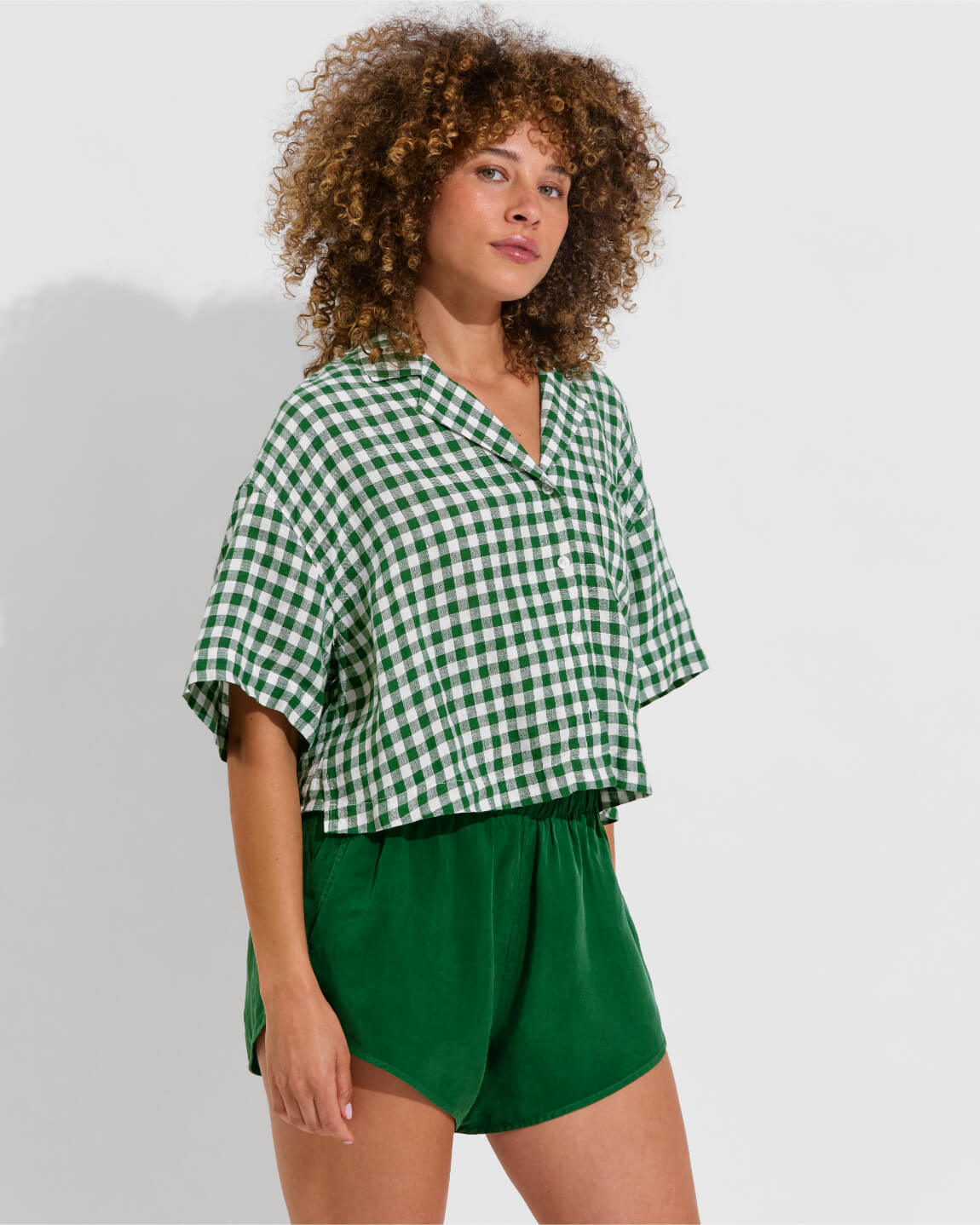 Leisure Shirt - Gingham: Tropics / Coconut (Size S/M) + Day Trip Short - Tropics (Size S)