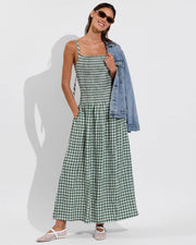 Palma Dress - Gingham: Tropics / Coconut (Size S)
