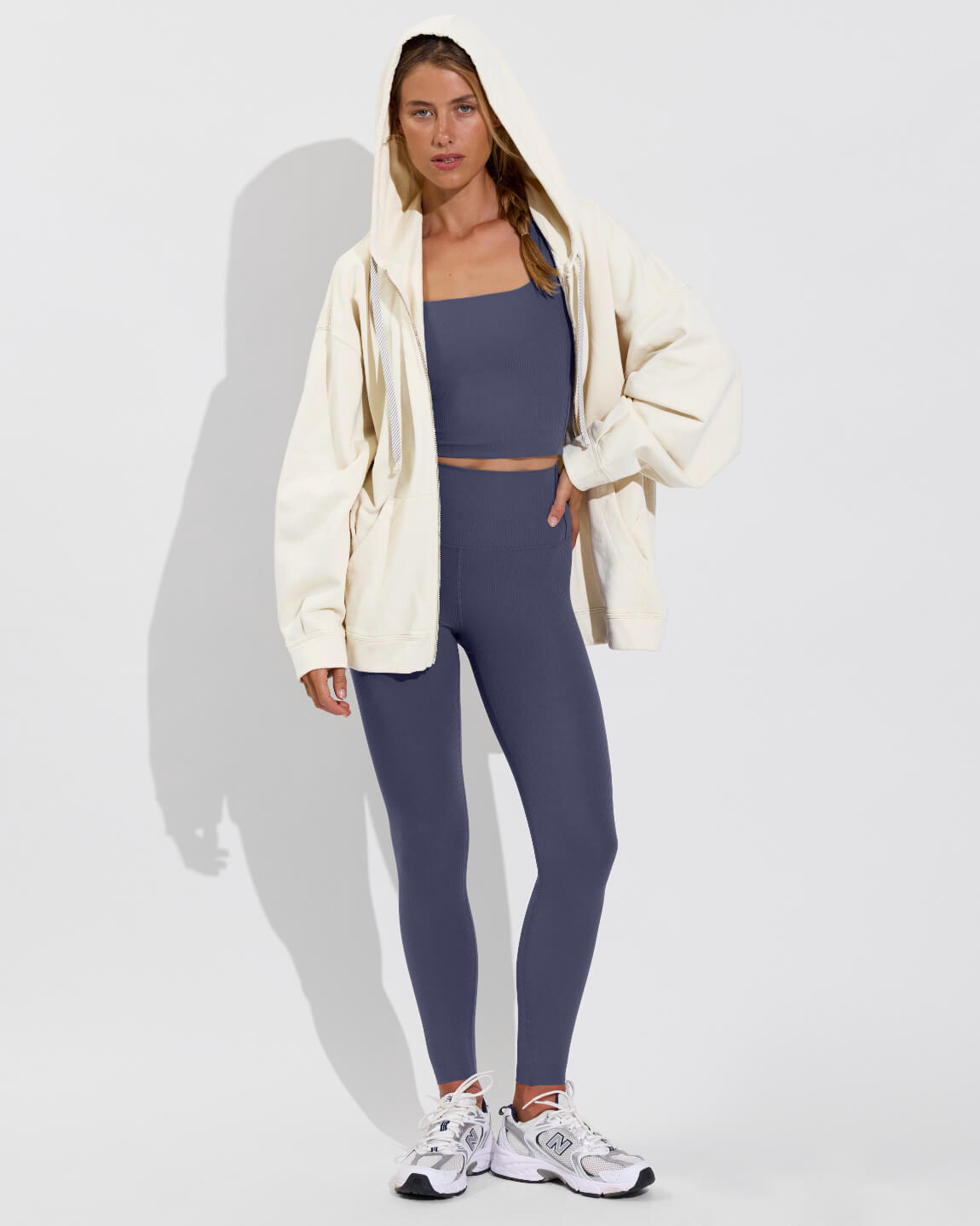 Stadium Hoodie - Sugar (Size S/M) + Frame Tank *Rib + Super Moves Tight Rib* - Varsity (Size S)