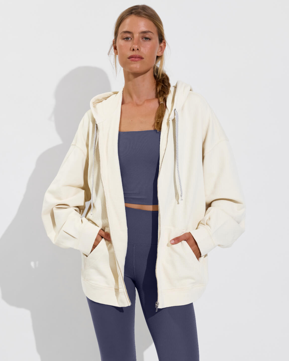 Stadium Hoodie - Sugar (Size S/M) + Frame Tank *Rib + Super Moves Tight Rib* - Varsity (Size S)