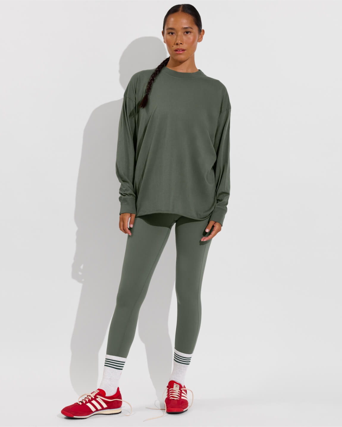 Swell Oversized Long Sleeve Tee (Size S/M) + Super Moves Tight - Agave (Size S)