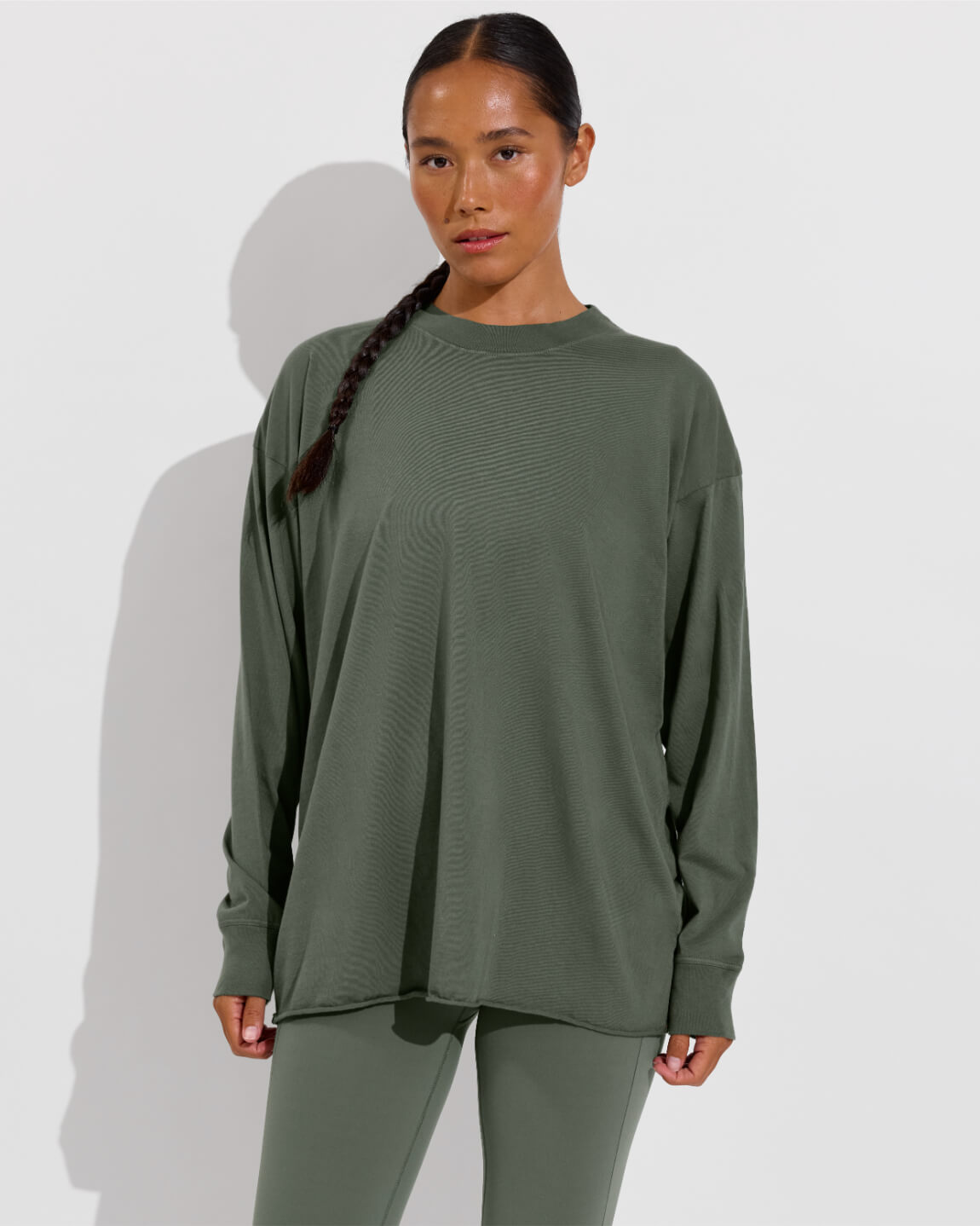 Swell Oversized Long Sleeve Tee (Size S/M) + Super Moves Tight - Agave (Size S)