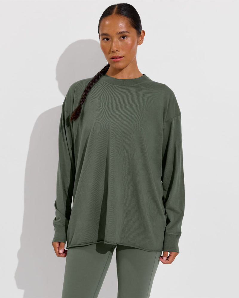 Swell Oversized Long Sleeve Tee (Size S/M) + Super Moves Tight - Agave (Size S)
