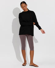 Swell Oversized Long Sleeve Tee - Jet (Size S/M) + Pedal Pusher - Stormy (Size S)