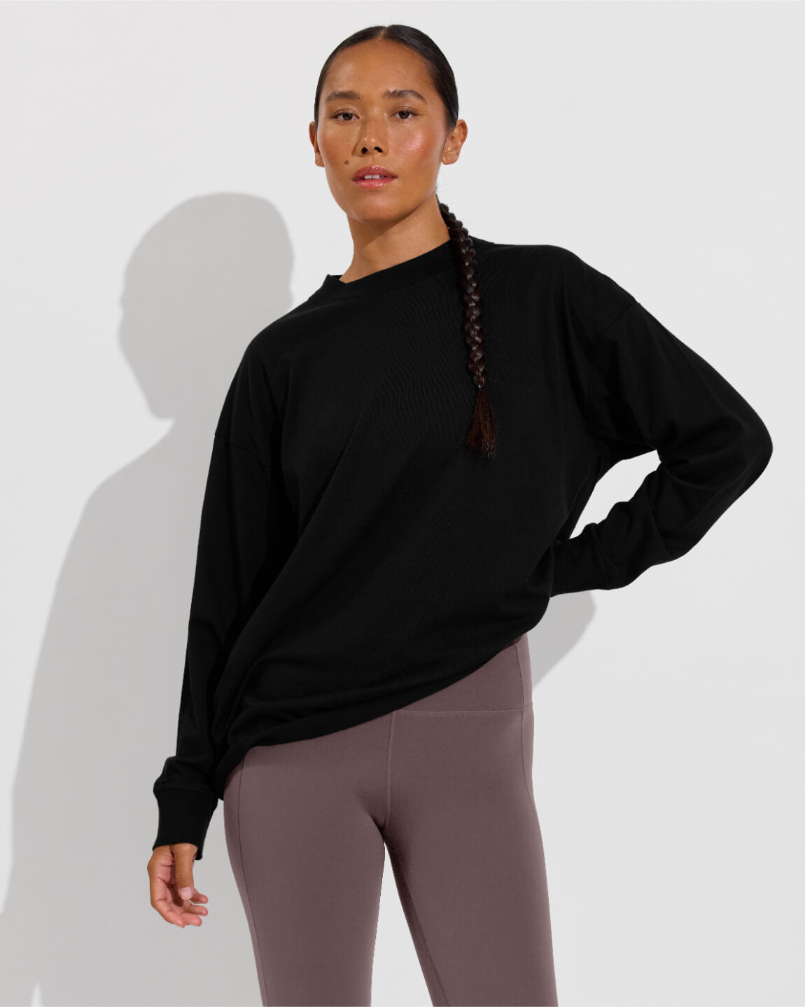 Swell Oversized Long Sleeve Tee - Jet (Size S/M) + Pedal Pusher - Stormy (Size S)