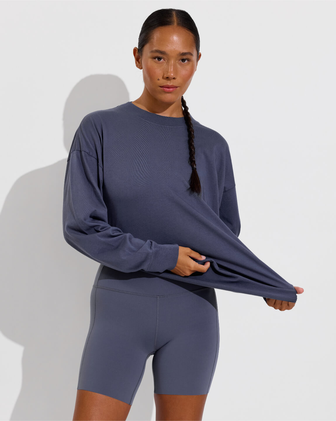 Swell Oversized Long Sleeve Tee (Size S/M) + Super Moves Short 5" - Varsity