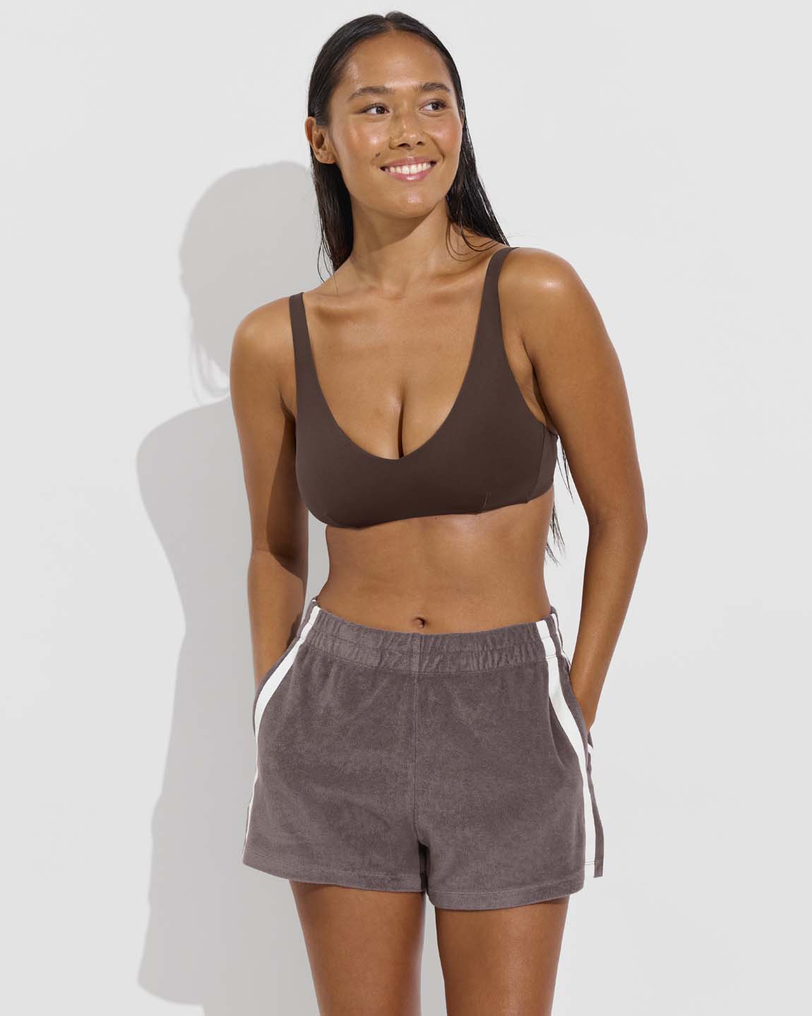 Sunday Top D+ (32DD, Size S) + Towel To Go Short - Stormy (Size S)