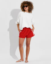 Sports & Rec Sweatshirt - Coconut + Towel To Go Short - Sweet Chili Heat (Size S)