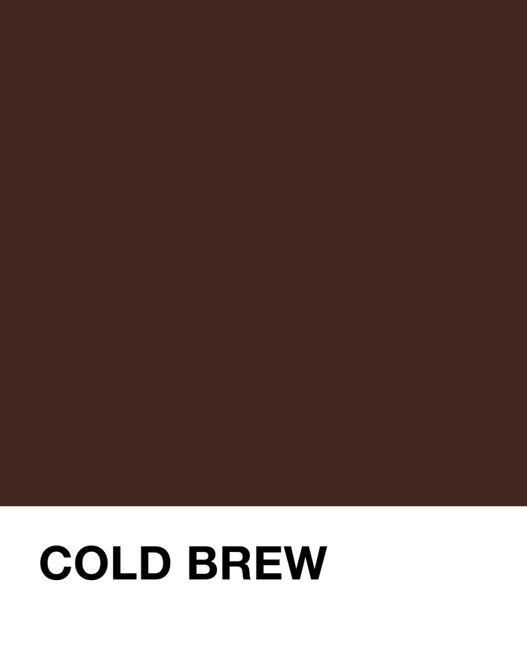 Brown color swatch with 'COLD BREW' text on a white background