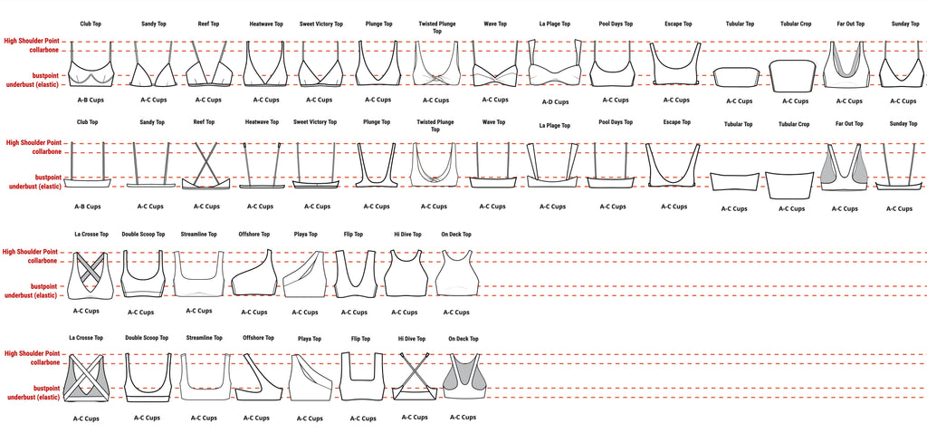 Comparison Chart of Left On Friday Swim Tops