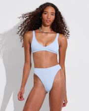 Plunge Top + Super Hi Hi Bottom - Blue Skies (Size S)