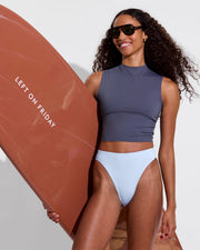 Rays Sleeveless Top - Varsity + Super Hi Hi Bottom - Blue Skies (Size S)