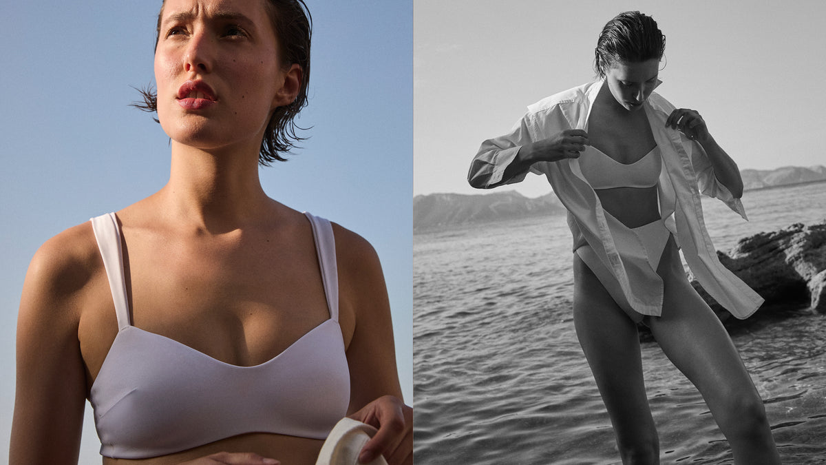 La Plage Top - Coconut modelled in a collage