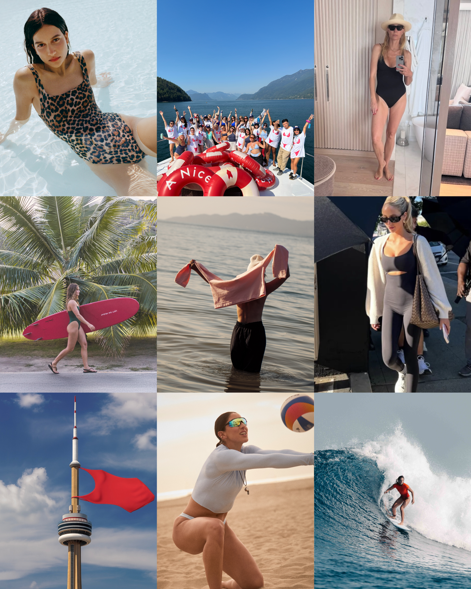 Collage of people wearing various Left On Friday Items