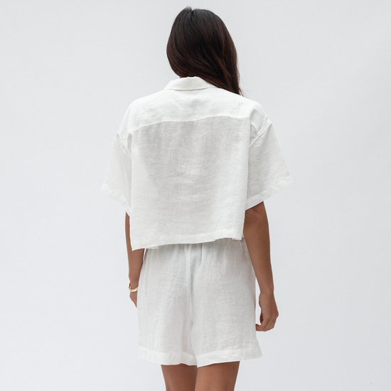 Getaway Cropped Shirt + Coastal Short - Coconut (Size S)