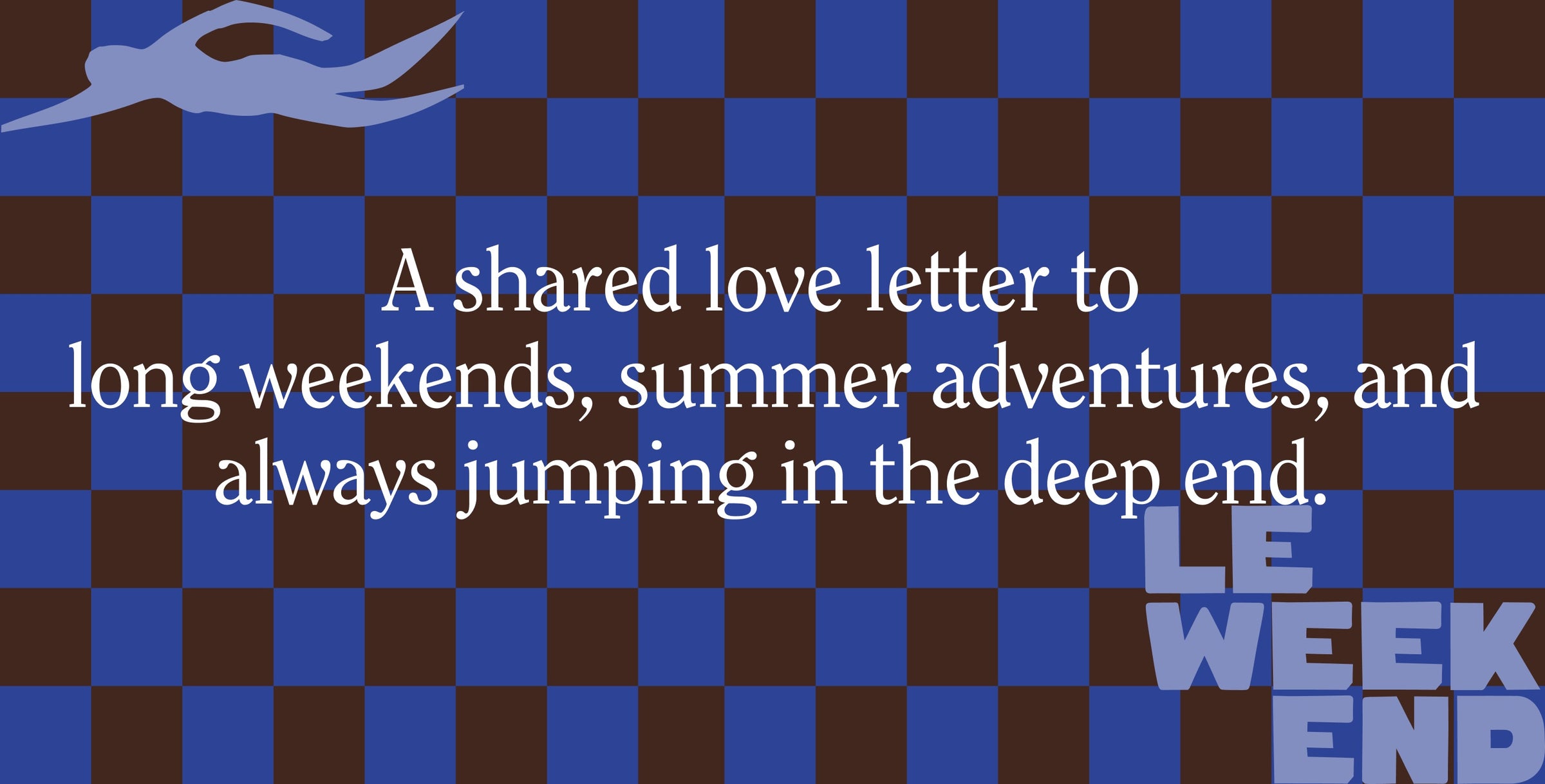 Text on a blue and brown checkered background with a Clare V Logo.