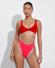 Plunge Top - Sweet Chili Heat + Throwback Thong - Rescue (Size S)