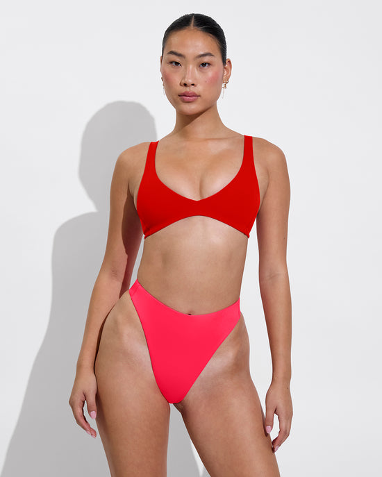 Plunge Top - Sweet Chili Heat + Throwback Thong - Rescue (Size S)