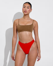 Pool Days Top - Tan Lines + Throwback Bottom - Sweet Chili Heat (Size S)