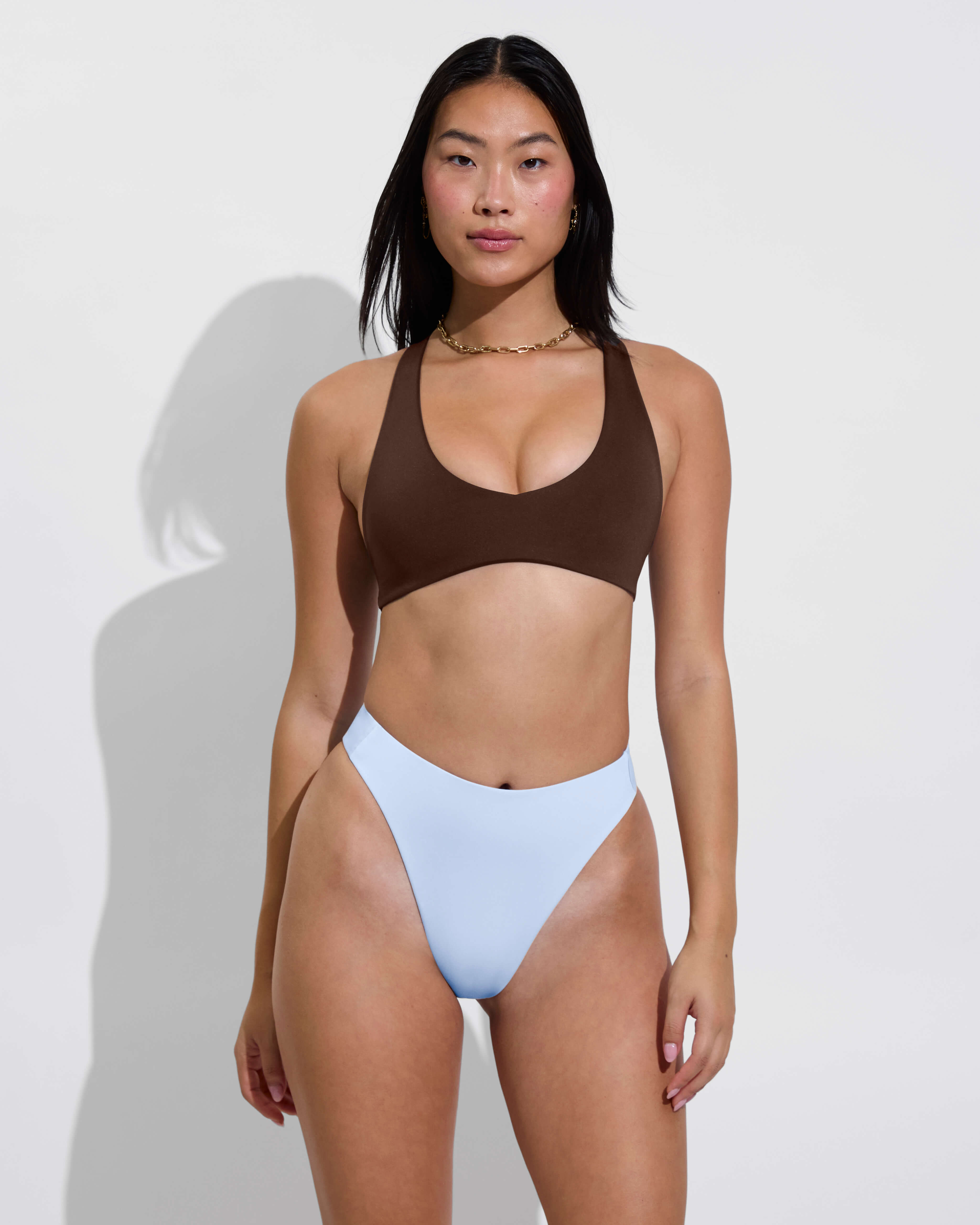 La Crosse Top - Cold Brew + Throwback Bottom - Blue Skies (Size S)