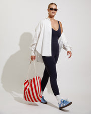 Port Button Down - Coconut (Size L) + Plunge Playsuit - Sprint (Size L)